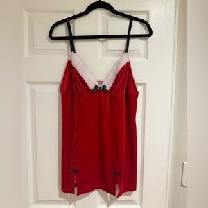 Linea Donatella Elegant Red Velvet Women's Santa Dress Lingerie Sleepwear